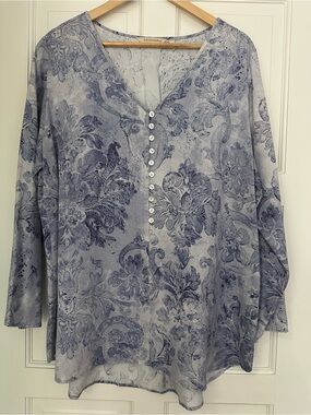 Soft Surroundings V-Neck Lavender Tencel Blouse